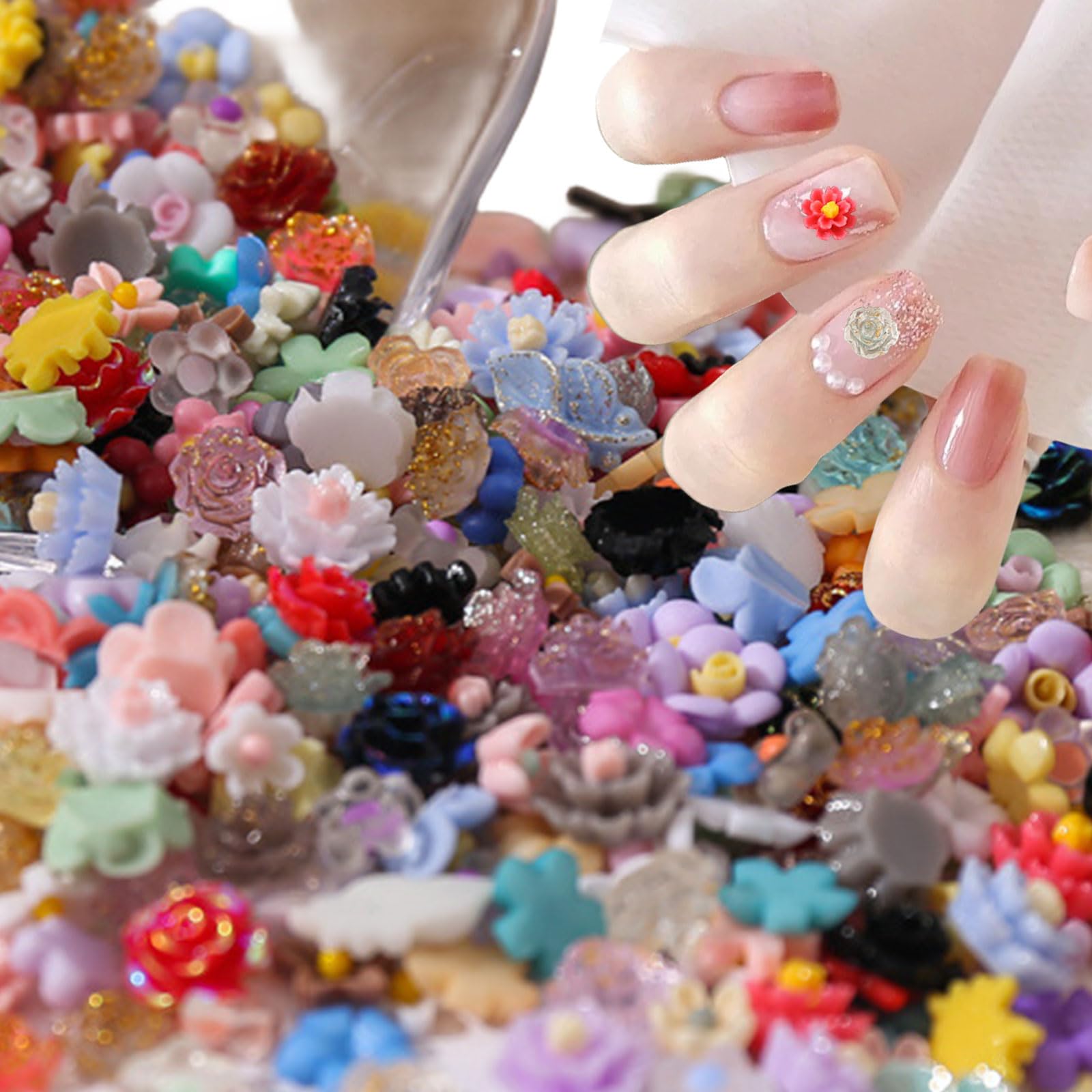 Amazon | ネイルパーツ 花 約200個セット 3D 立体 バラ カメリア 椿 桜